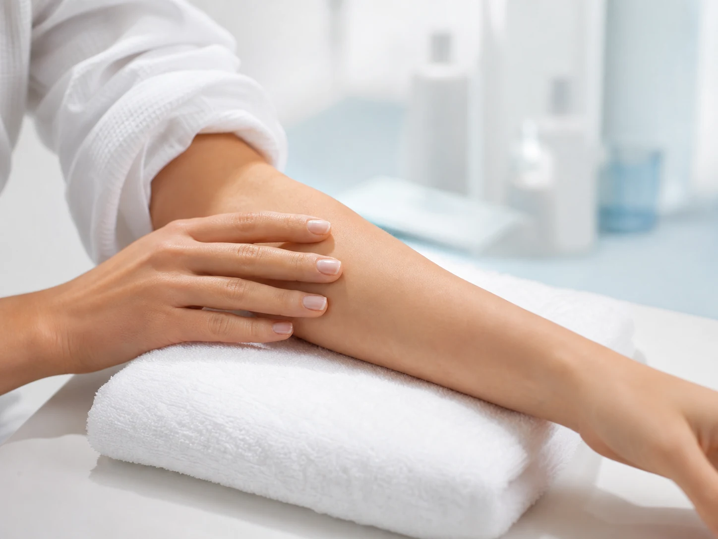 Smooth arm skin after laser hair removal