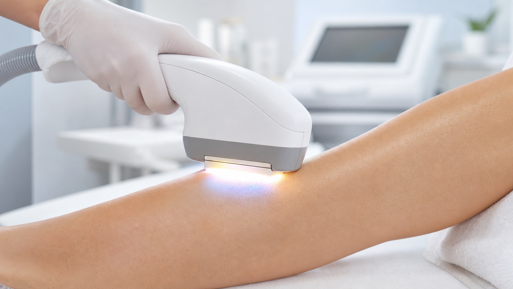 A broad-spectrum IPL flash, which differs from laser light