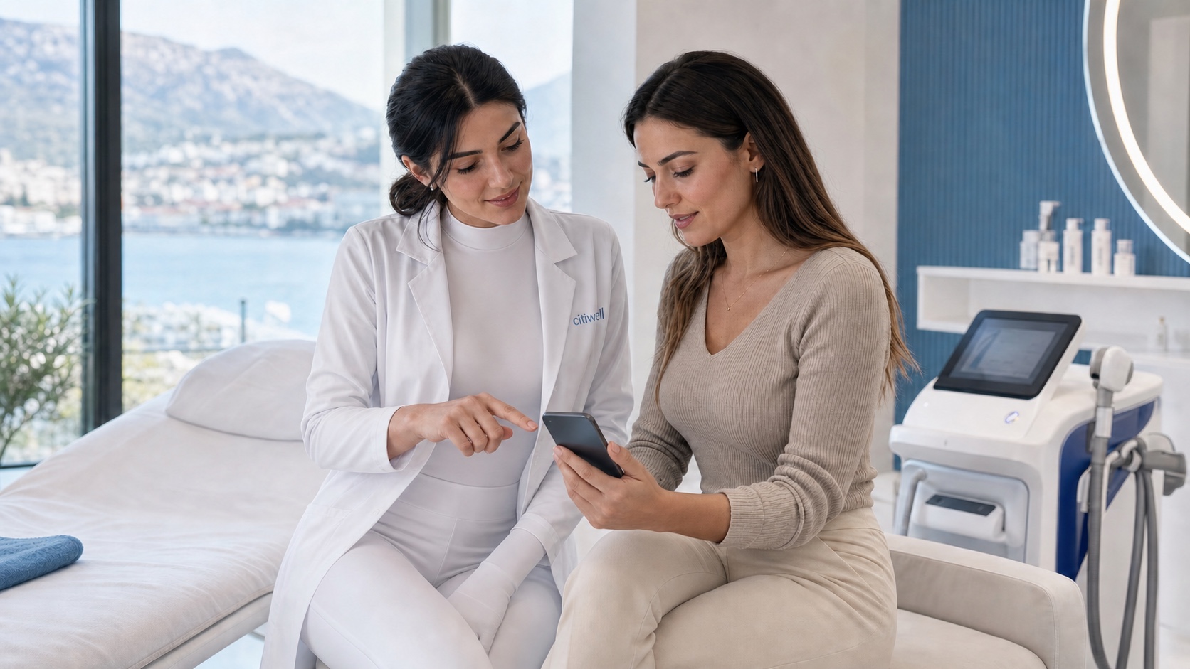 A Citiwell specialist helps a client assess laser hair removal advertising claims